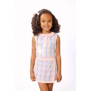 NEW COURTSIDE KIDS girly tank top in spring gingham